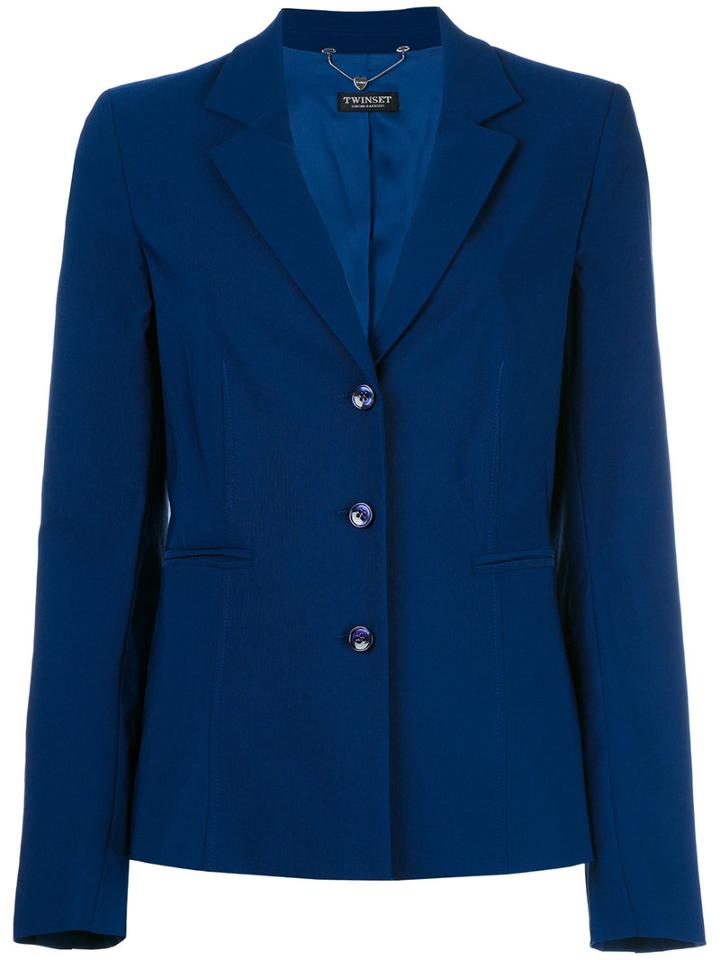 Twin-set Classic Blazer, Women's, Size: 40, Blue, Viscose/polyamide/spandex/elastane/acetate