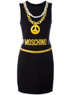 Moschino Peace Chain Illusion Dress, Women's, Size: 42, Black, Triacetate/polyester/viscose
