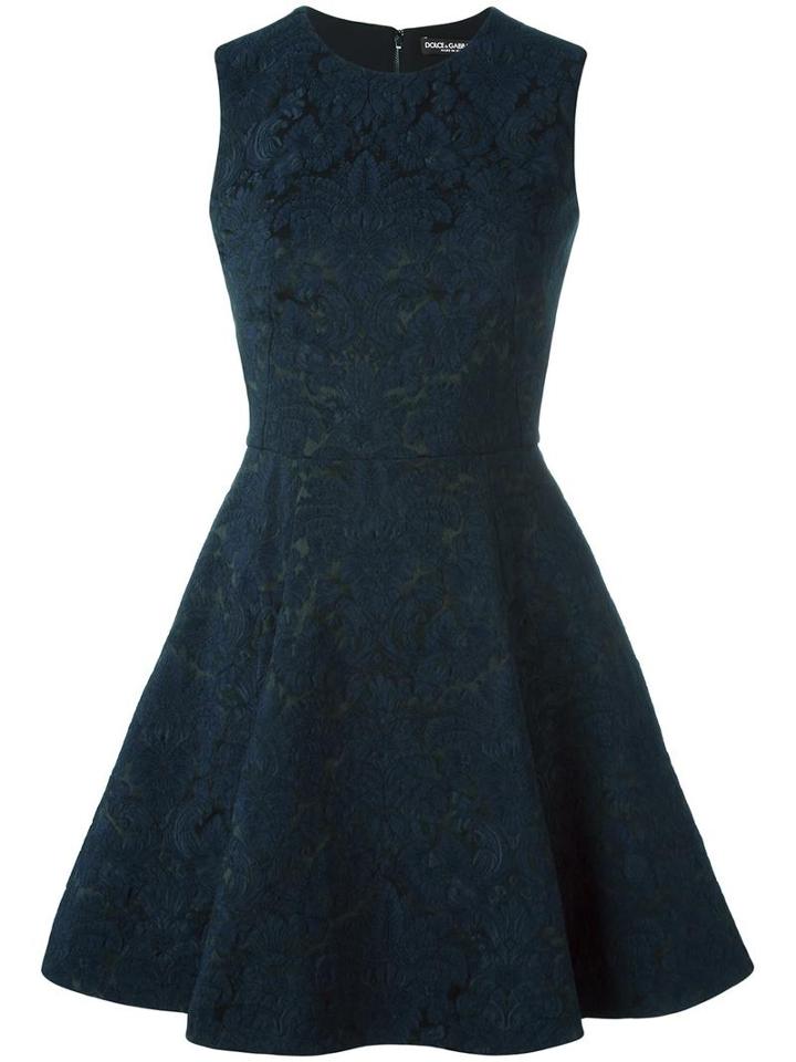 Dolce & Gabbana Jacquard Dress, Women's, Size: 40, Blue, Silk/cotton/polyamide/spandex/elastane