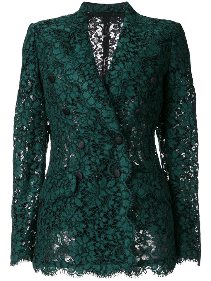 Dolce & Gabbana Double Breasted Lace Blazer - Green