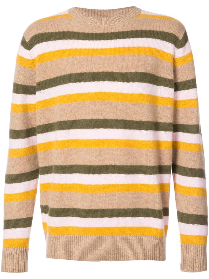 The Elder Statesman Striped Sweater - Yellow & Orange