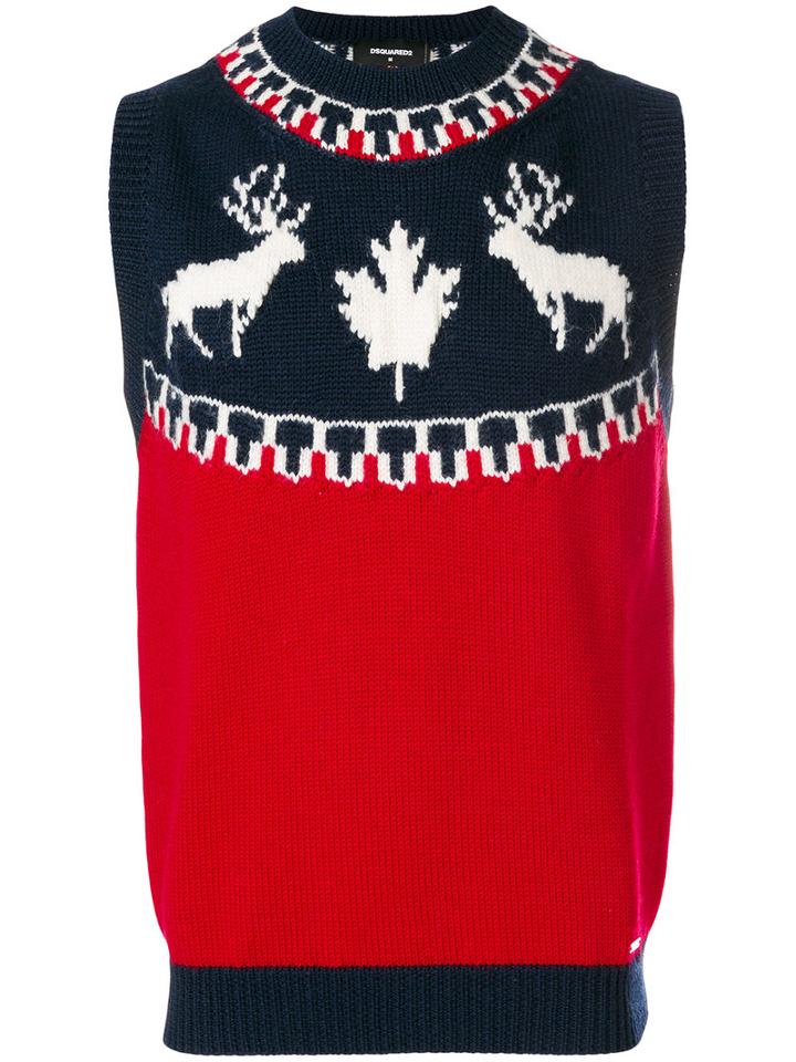 Dsquared2 - Embroidered Sleeveless Sweater - Men - Polyamide/wool/alpaca - S, Blue, Polyamide/wool/alpaca