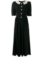 Alessandra Rich Contrasting Collar Crepe Dress - Black
