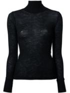 T By Alexander Wang Fine Knit Roll Neck Top, Women's, Size: Small, Black, Wool