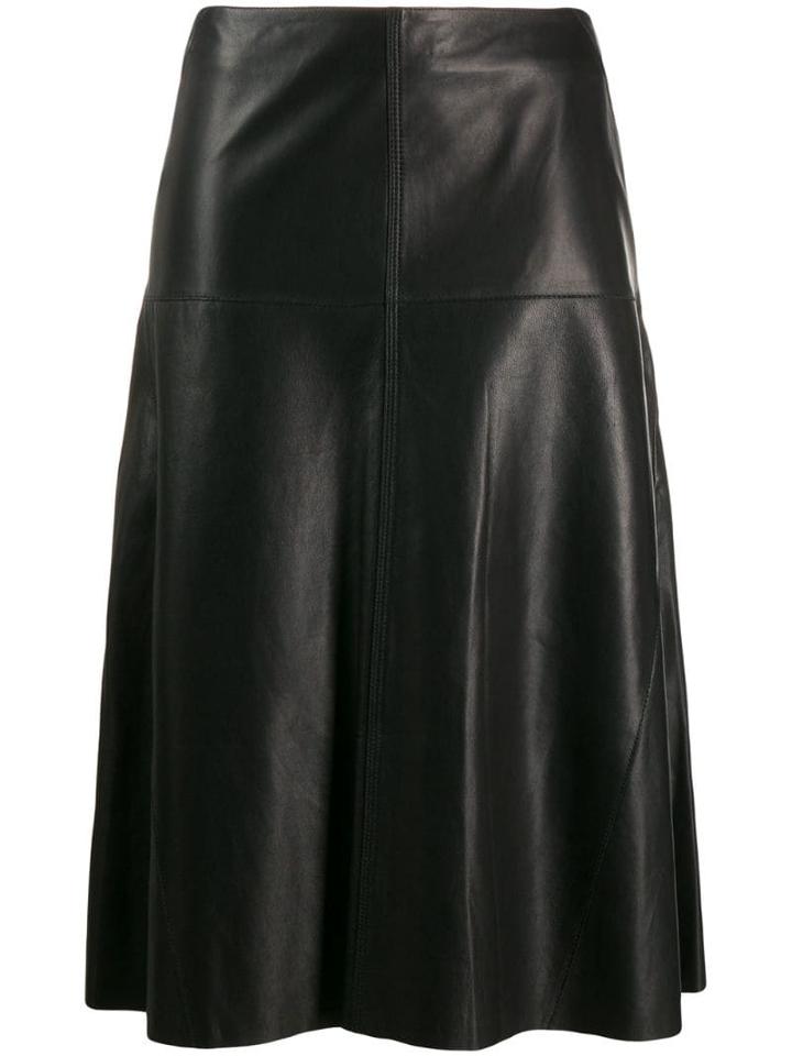 Arma A-line Leather Skirt - Black