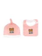 Moschino Kids Teddy Bear Logo Bib And Hat, Girl's, Pink/purple