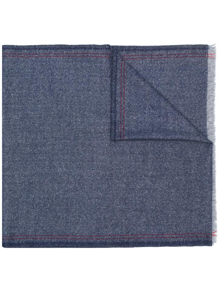 Ermenegildo Zegna Slub Herringbone Scarf - Blue