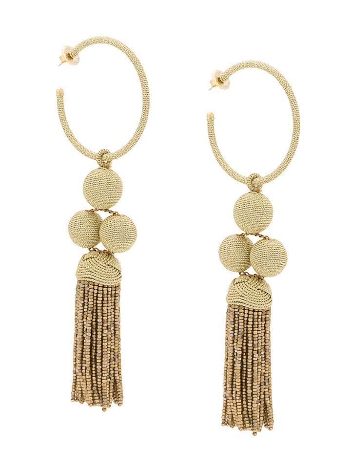 Rebecca De Ravenel Cha Cha Tassel Hoop Earrings - Metallic