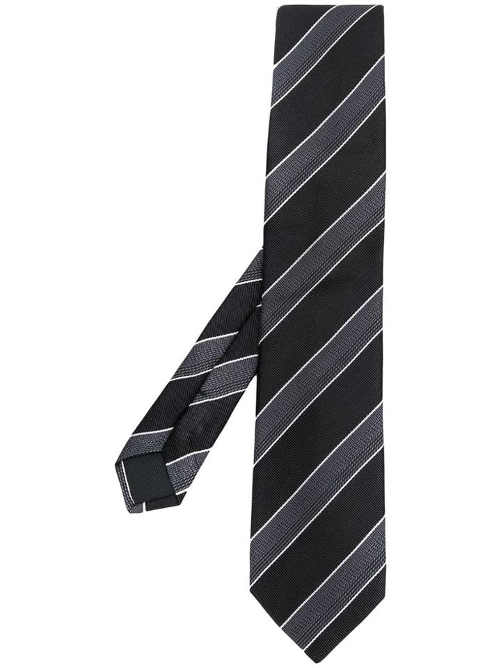Boss Hugo Boss Stripe Embroidered Tie - Black