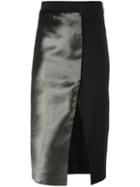 Ssheena Split Front Satin Skirt, Women's, Size: 42, Black, Nylon/viscose