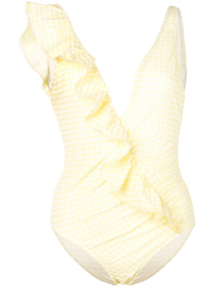 Jonathan Simkhai Ruffled V-neck One-piece - Yellow