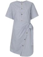 Goen.j Asymmetric Striped Wrap Dress - Blue