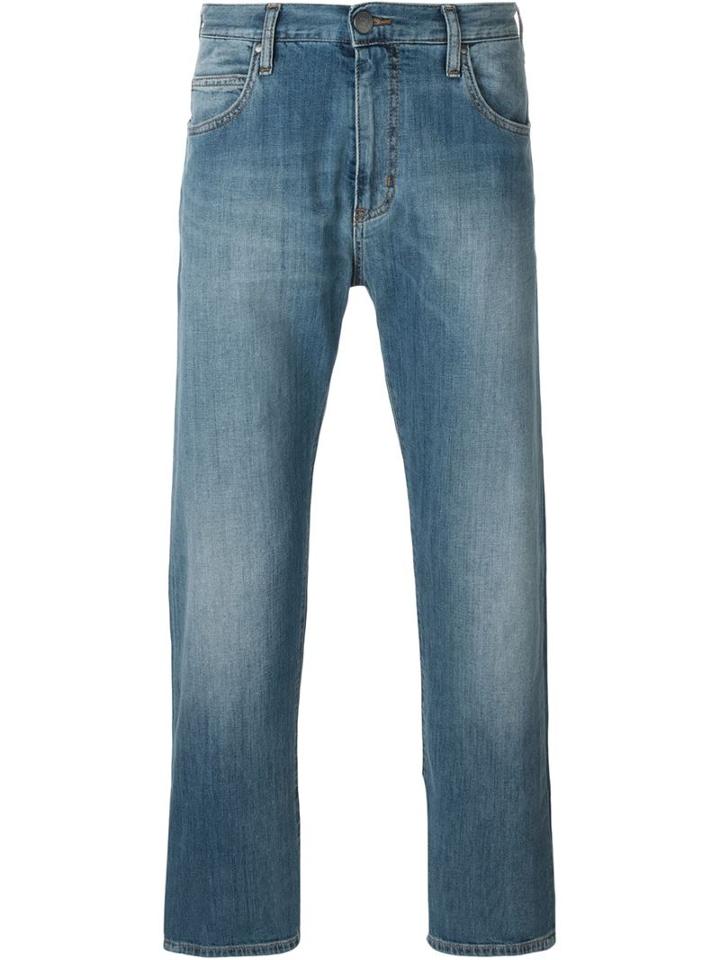 Armani Jeans Light Stonewash Slim Fit Jeans, Men's, Size: 38, Blue, Cotton/spandex/elastane