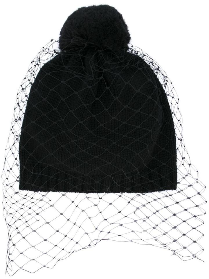 Bernstock Speirs Pompom Veil Beanie, Women's, Black, Cashmere