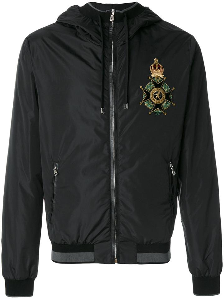 Dolce & Gabbana Patch Appliqué Bomber Jacket - Black