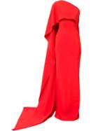 Greta Constantine One-shoulder Asymmetric Draped Gown - Red