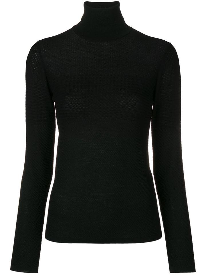 Salvatore Ferragamo Turtleneck Mesh Sweater - Black