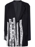 Yohji Yamamoto Slogan Blazer Jacket - Black