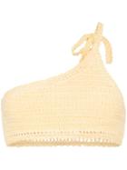 She Made Me Essential Crochet One-shoulder Bikini Top - Yellow