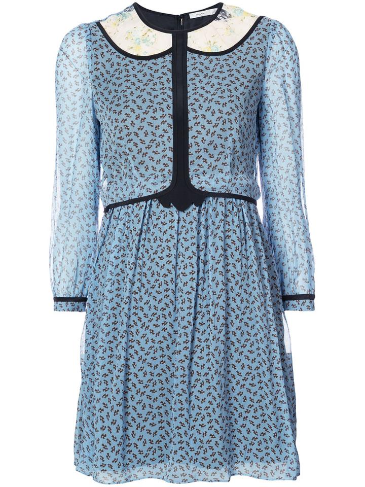 Coach - Geometric Print Semi-sheer Dress - Women - Silk/cupro - 6, Blue, Silk/cupro