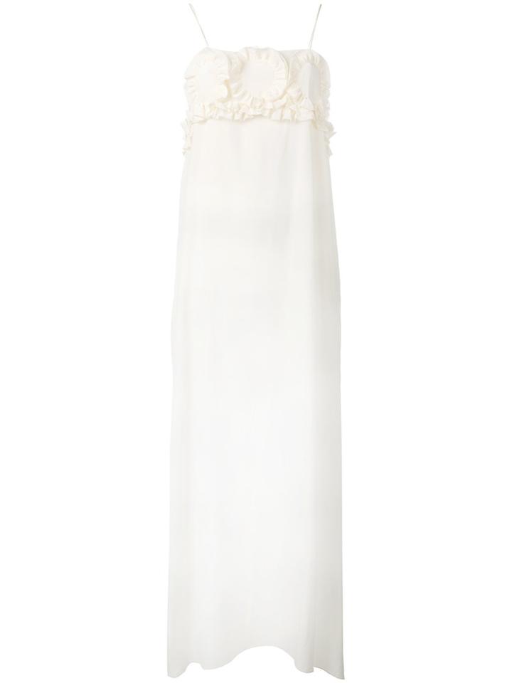 See By Chloé Ruffle Detail Maxi Dress, Women's, Size: 36, White, Silk/viscose