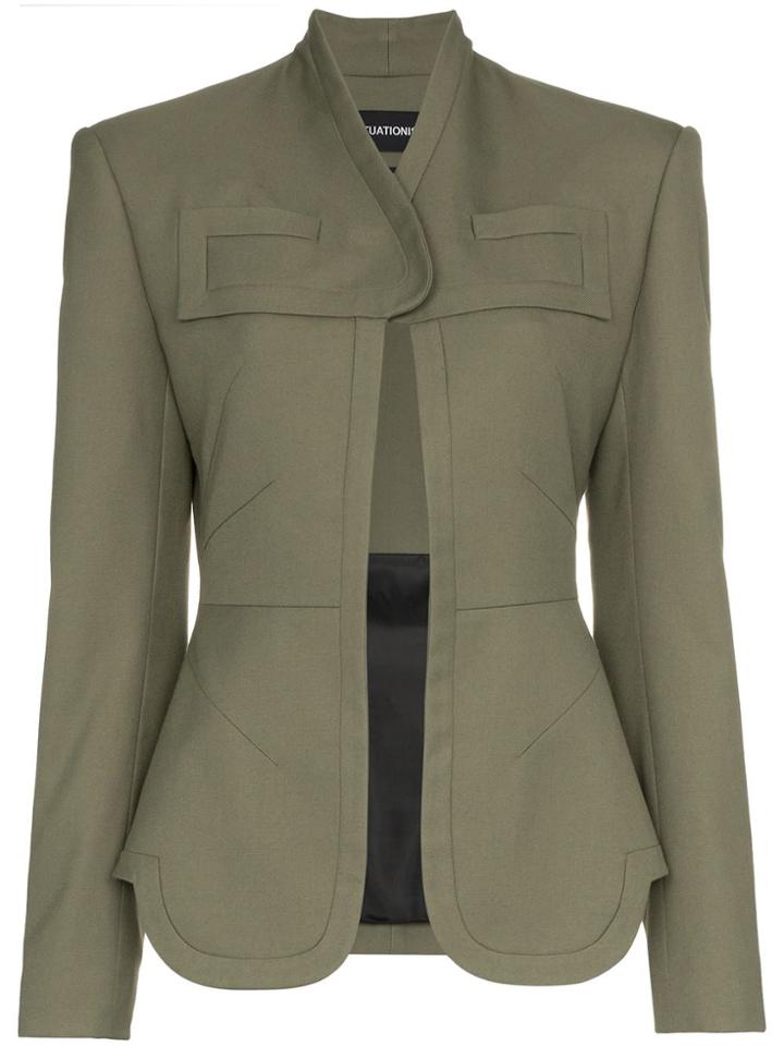 Situationist One Btn Wool Blzr Jkt - Green