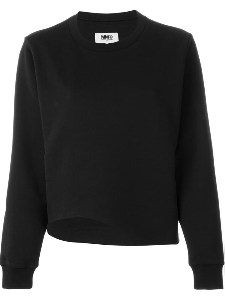 Mm6 Maison Margiela Asymmetric Hem Sweatshirt, Women's, Size: L, Black, Cotton/polyester