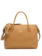 Prada Double Handle Leather Tote - Brown