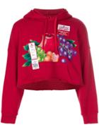 Doublet Fruit Print Cropped Hoodie - Red