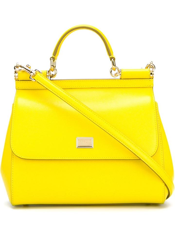 Dolce & Gabbana Sicily Tote, Women's, Yellow/orange, Leather
