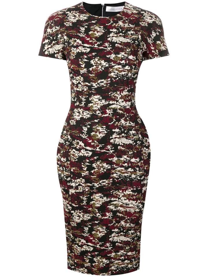 Victoria Beckham Camouflage Jacquard Midi Dress - Black