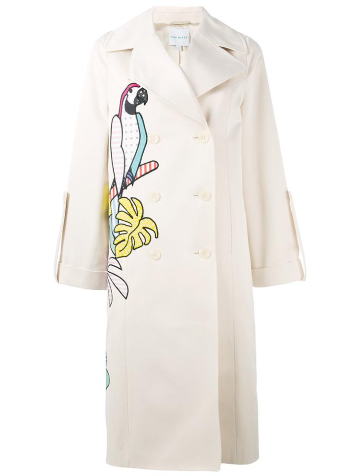 Mira Mikati Parrot Applique Trench Coat - Nude & Neutrals