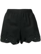 Ermanno Scervino Scallop Trim Embroidered Shorts - Black