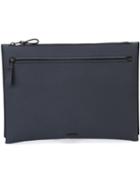 Lanvin Zip Detail Flat Clutch, Men's, Blue, Lamb Skin/polyester