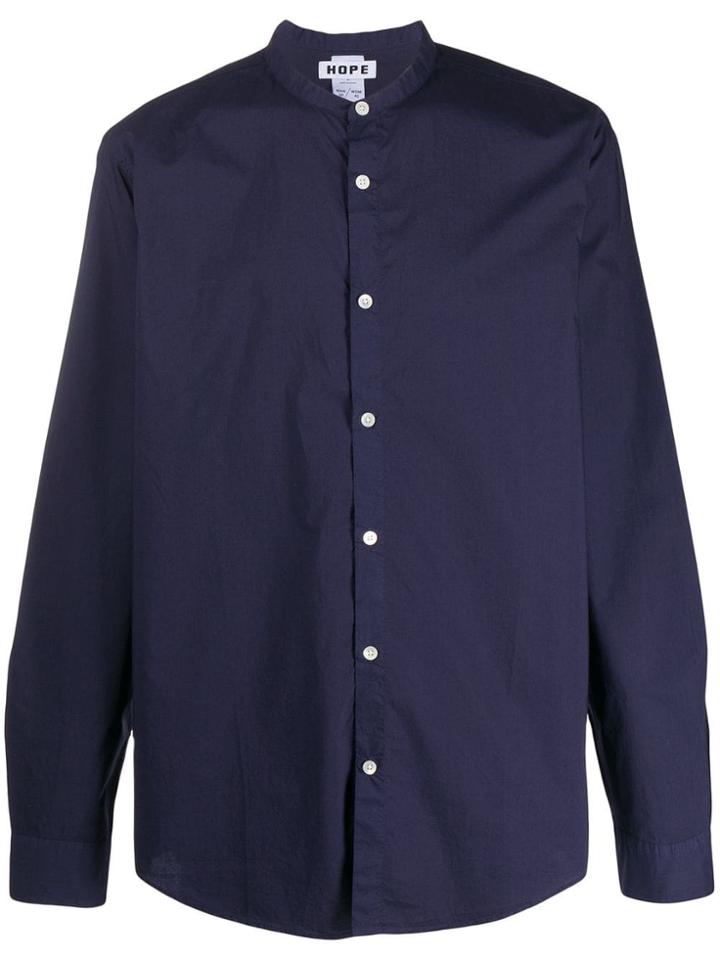 Hope Band Collar Shirt - Blue