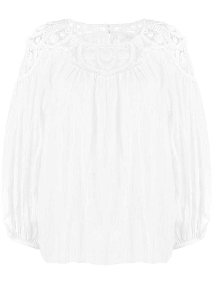 Chloé Lace Inset Blouse - White