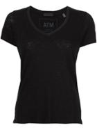 Atm Anthony Thomas Melillo Slub Jersey Schoolboy V-neck Tee - Black