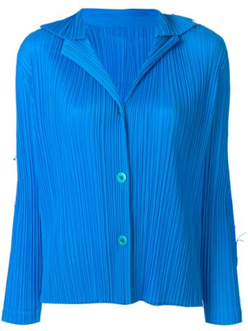 Pleats Please By Issey Miyake Vintage Raw Edged Pleated Shirt - Blue