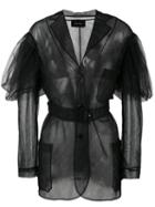 Simone Rocha - Sheer Single Breasted Coat - Women - Polyimide - 6, Black, Polyimide