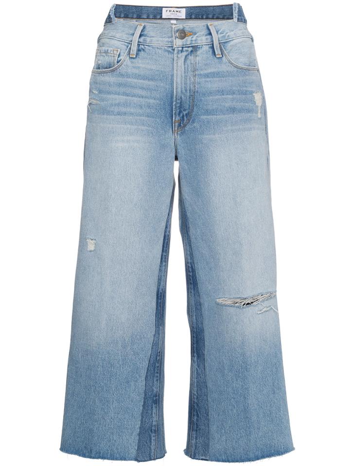 Frame Denim Le Reconstructed Cropped Patchwork Jeans - Blue