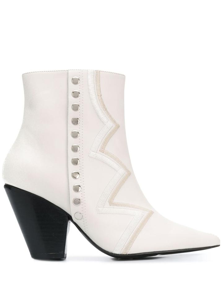 Toga Pulla Embroidered Ankle Boots - White