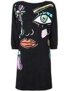 Abstract Face Dress, Women's, Size: 44, Black, Polyester/other Fibers, Boutique Moschino