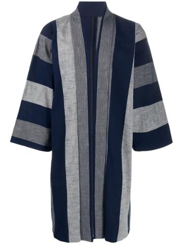 Y. & Sons Striped Open Front Coat - Blue