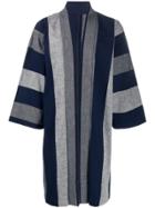 Y. & Sons Striped Open Front Coat - Blue