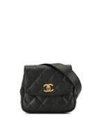 Chanel Pre-owned 1992 Quilted Cc Belt Bag - Black