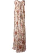 Alexander Mcqueen Floral Strapless Bustier Evening Dress, Women's, Size: 42, Silk