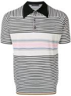 Prada Striped Knit Polo Shirt - White