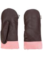 Kenzo Zipped Mittens - Brown