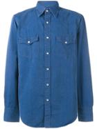 Tom Ford Press Stud Denim Shirt - Blue