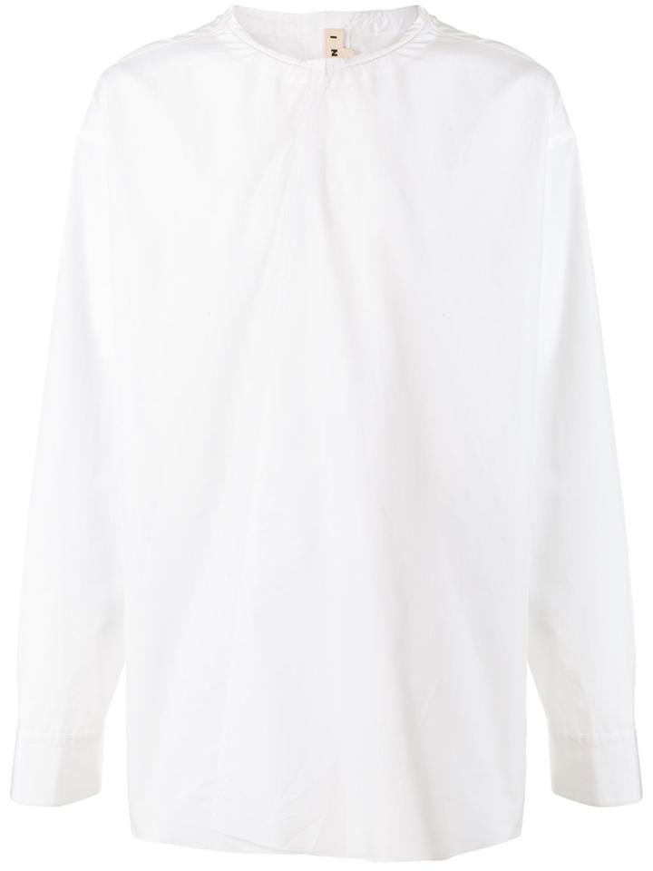 Marni Collarless Frayed Shirt - White